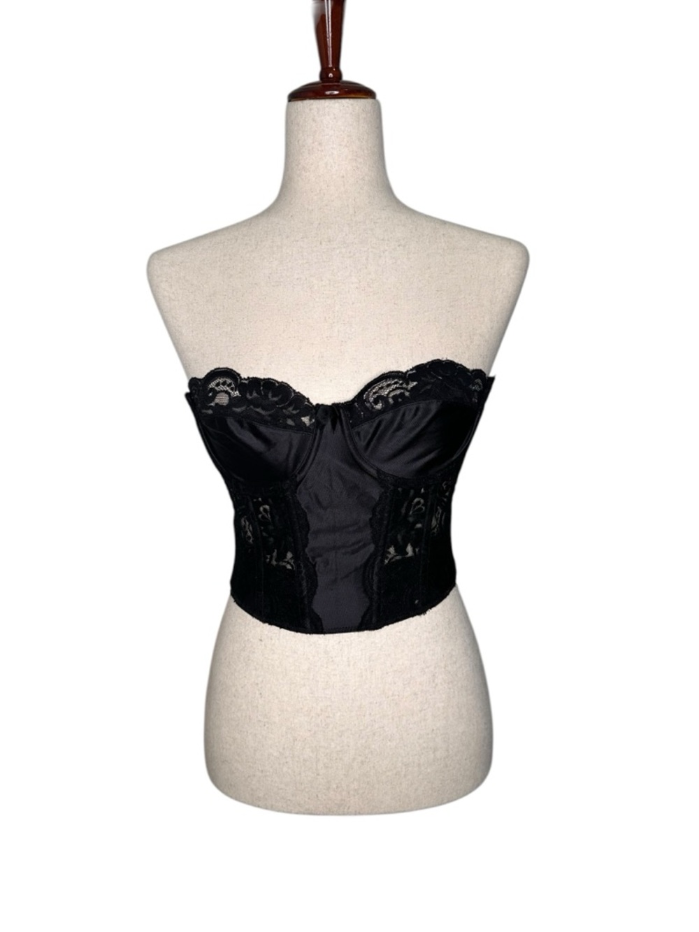 Vintage 90s Victoria’s Secret Black Lace Bustier Corset Top Women Intimates 36B